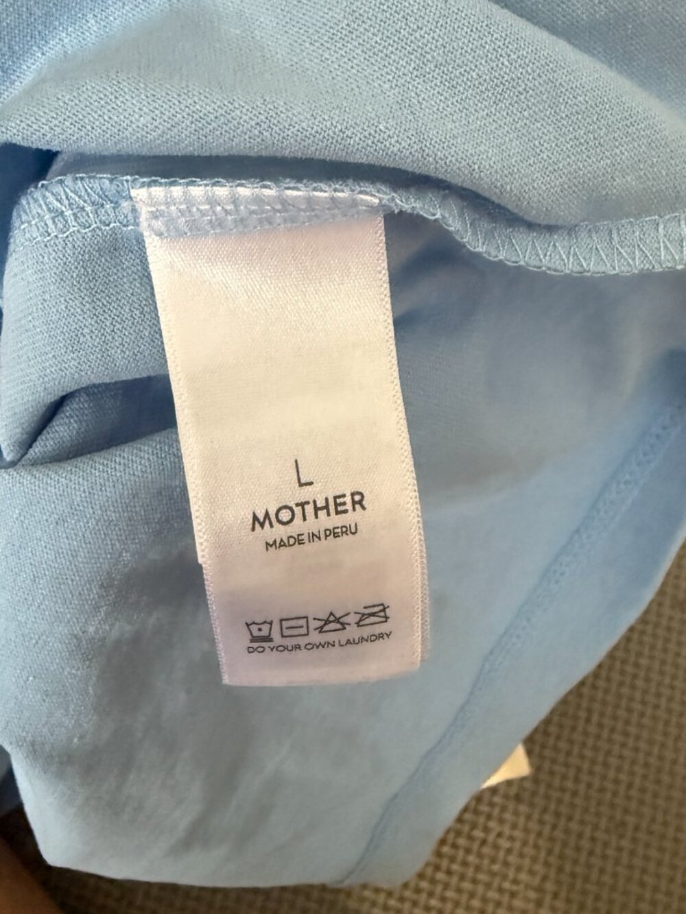 NWT MOTHER The Boxy GoodieInset Tee -Mother Script- L- Baby Blue/Red/White - Picture 10 of 12
